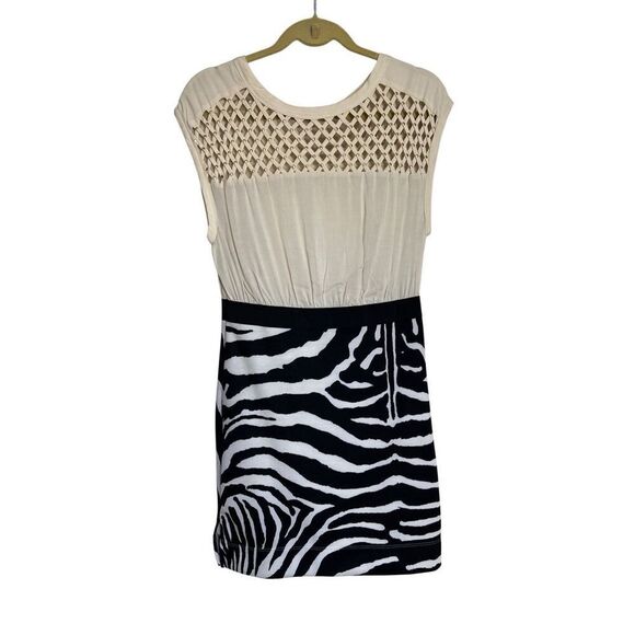 Free People Mini Dress Womens Small Black White Zebra Print Studded Lattice NWT - Picture 1 of 11